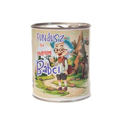 DIL Skarbonka metalowa urodzinowa z napisem "Fundusz na podróże Babci" DIL Skarbonka metalowa urodzinowa z napisem "Fundusz na podróże Babci"