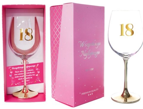 DIL Kieliszek do wina ze złotą nóżką " 18 " 500 ml DIL Kieliszek do wina ze złotą nóżką " 18 " 500 ml