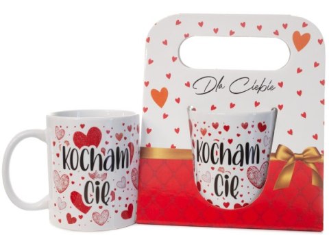 DIL Kubek ceramiczny w ozdobnym opakowaniu z napisem "KOCHAM CIĘ" - serca DIL Kubek ceramiczny w ozdobnym opakowaniu z napisem "KOCHAM CIĘ" - serca