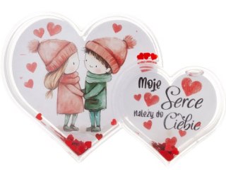 DIL Ramka z brokatem podwójne serce "Moje serce należy do Ciebie"